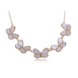 Alilang Cute Butterfly Pendant Clear Rhinestone Golden Tone Necklace