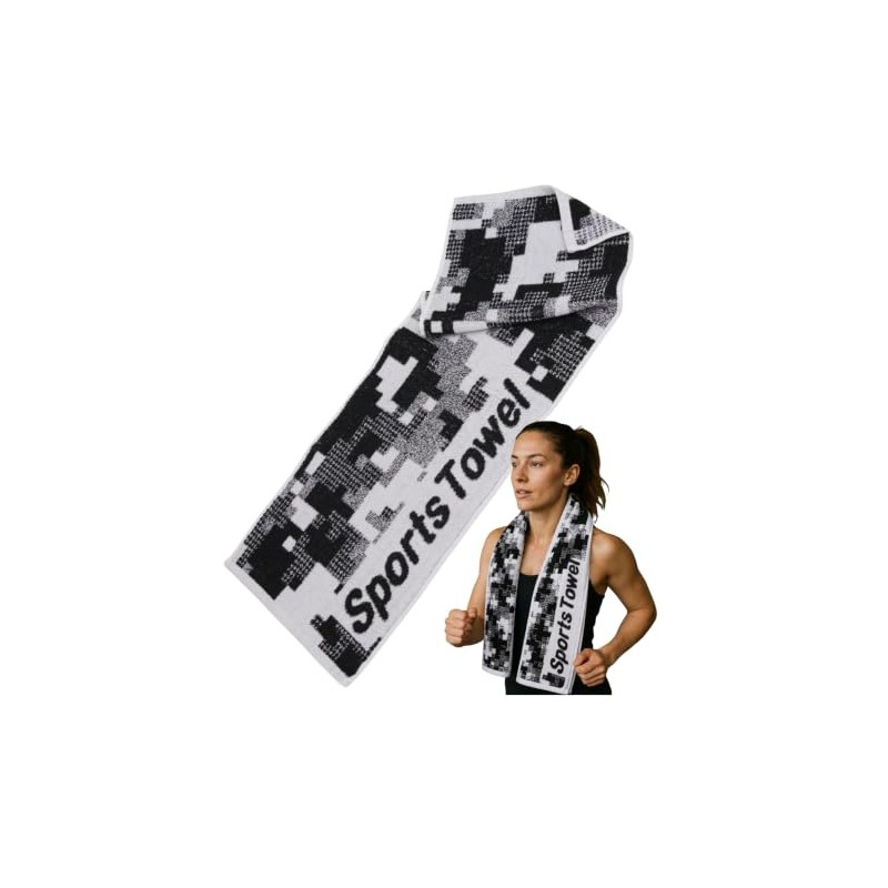 WHITE HEM BLACK CAMO SPORTS | CAMO SPORTS TOWEL DESIGN