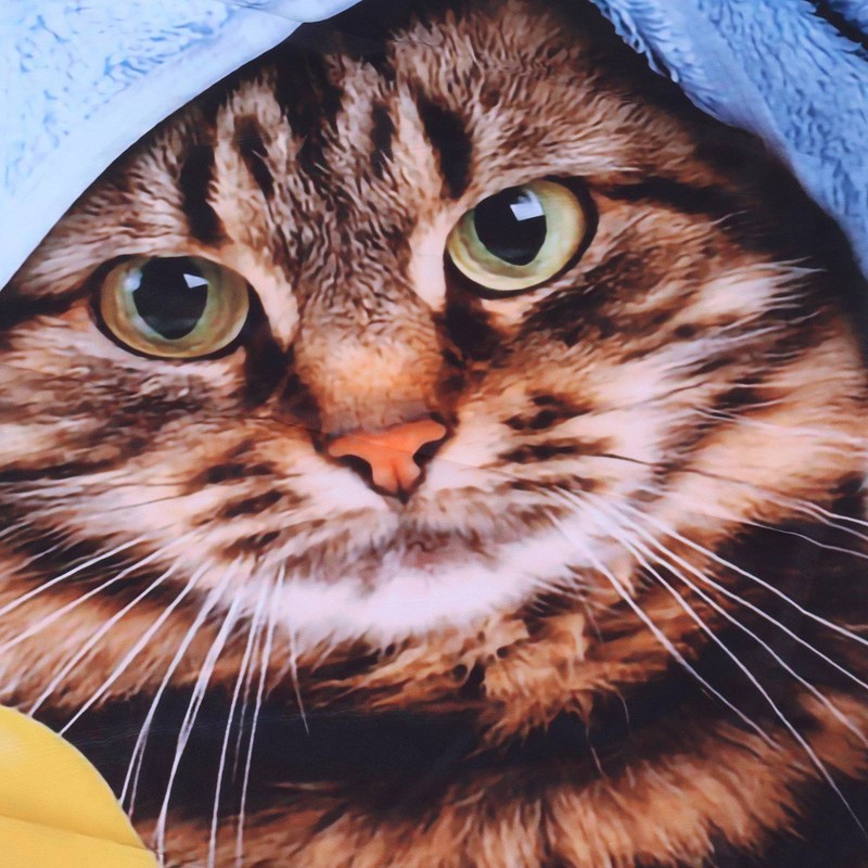 Cute Cat Fish Pattern Shower Curtain Waterproof Bathroom Decorative Bath
