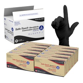 Dynarex BlaDynarex Safe-Touch Black Disposable Nitrile Exam Gloves, Powder-Free, Used in Healthcare & Professional Settings, Ex. Large, 1 Case, 10 Boxes of 100