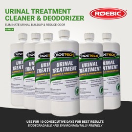Roetech UT-Q Urinal Drain Cleaner, Urine Odor Eliminator and Deodorizer with Bacteria, Liquid Treatment Utilizes Ammonia, 32 fl oz (Pack of 6)