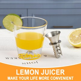 KAYCROWN 18/8 Stainless Steel Manual Lemon Juicer Squeezer, Easy Squeeze Small Hand Juicer and Reamer, Hand Citrus Juicer and Lemon Pourer, Screw Limes squeezer, Dishwasher Safe, Pack of 2