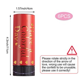 DEARLIVES 6 Pcs Red Confetti Cannons, Biodegradable Confetti Wedding Party Poppers 11cm with Twisting Black Turntable to Left for Graduation Bridal Anniversary New Year Celebration Supplies