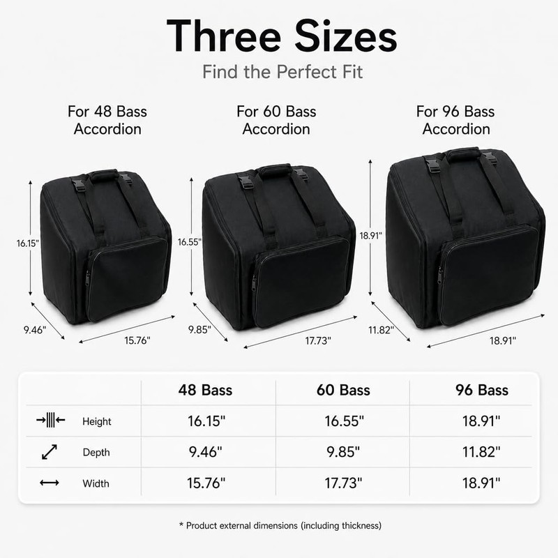 Accordion Bag for 60 Bass Keyboard Button Bayans Thicken Storage