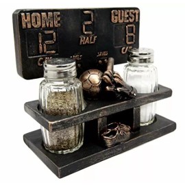 Ebros Gift Sports Fan Soccer Football Goalkeeper Score Salt Pepper Shaker Holder Figurine