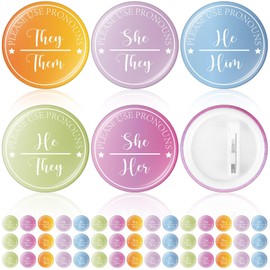 Hoteam 100 Pronoun Badges Pins Gender Identity Pins Pronouns Recognition Brooch Pronoun Identification Brooch Team Boy or Girl Badges for Party Conference Decorations