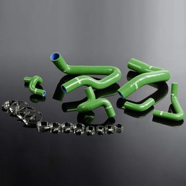 PIT66 Silicone Radiator Hose Kit Compatible with 1986-1993 Ford Mustang GT LX 5.0L Green