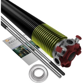 Garage Door Torsion Spring 207x2x22 for Left Side of Garage Door with 1" Steel Bearing and Winding Bars Precision E-Coating 5-Year Warranty Minimum 30,000 Cycles (Red Cone)