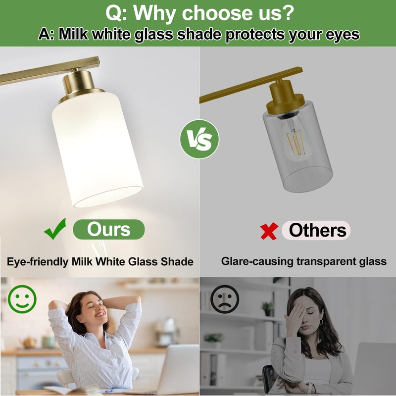 MOKATNG 4-Light Bathroom Light Fixtures, Aged Brass Vanity Light with