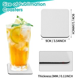 Abeillo 16 Pieces 9 x 9 cm DIY Coasters, Square Sublimation Blanks Coasters, Heat Transfer Coasters, Glass Coasters for DIY, Crafts, Souvenir Crafts