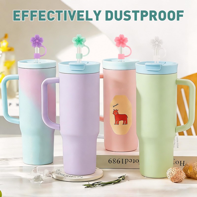 6PCS Silicone Straw Cover, Reusable Straws Tips Protectors