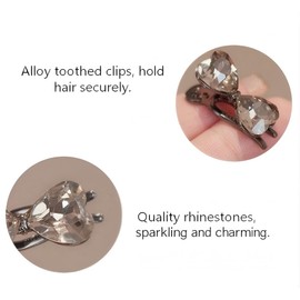 6 Pcs Rhinestone Hair Clips Metal Bow Clips for Hair Sparkling Barrettes for Women Girls Small Non-Slip Cute Duckbill Hair Clips for Styling