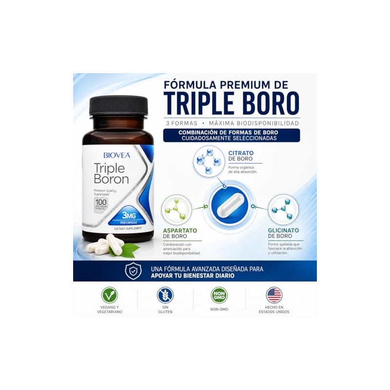 Biovea | Triple Boron 3 Mg | Combinaci?n de Citrato,