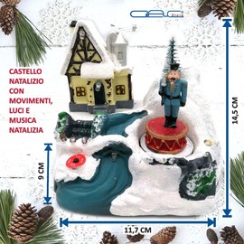 Glac Store Mobile Christmas Village Landscape Christmas Castle Moving with Light and Music Sounds Animated Decoration Various Models (Village with Soldier)