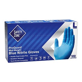 Safety Zone GNPR-LG-1M Powder Free Glove, 3.7 mil, L, Nitrile, Blue (Pack of 1000)