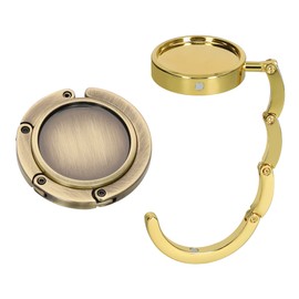 kwmobile Table Handbag Holder Hook - 2 x Foldable Non-Slip Bag Hooks Holder for Handbags - Table Top Bag Holder Set in Bronze Gold