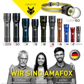 AMAFOX G6 - XENON Megabeam Hochleistungs- LED Taschenlampe Aufladbar - Bronze - Extrem Hell | Taktische Taschenlampe led mit USB C & 18650 Akku