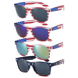 Giga Gud 4th of July USA Flag American America USA Flag Patriotic Sunglasses (4 Pairs)
