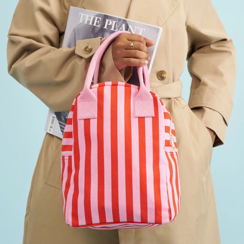 Fluf Zipper Lunch Bag, Checks Pear
