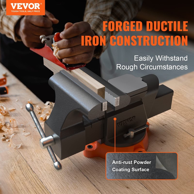VEVOR Bench Vise, 6-inch Jaw Width 5.9-inch Jaw Opening, 360-Degree