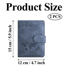 ShigKeu 2 Pcs PU Leather Passport Holder Cover Wallet Case