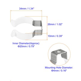 Boxonly T8 U Clips Holder Bracket for LED Light Bulb Mounting Bracket Support Stainless Steel Fluorescent Tube Holder Screw Pipe Clamps Spring Holder Tool Clips White Pack of 20