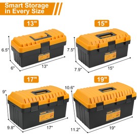 Toolbox Set (13 "15" 17 "19", 4 pieces) - Toolbox Storage Manager with Removable Tray, Suitable for DIY, Home Repair, Garage, RV, Student Use, Compact and Portable