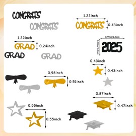 BHSTTNIXP 2025 Graduation Decorations Confetti,Gold & Black Prom Decorations 2025,Plastic Graduate Cap Scatters for Outdoor Indoor Photo Shoots,Toss Ceremonies and Party,15g