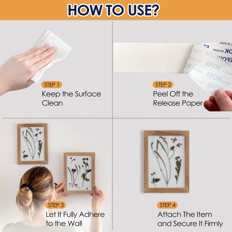 Double Sided Tape Heavy Duty White PE Foam Tape, 2