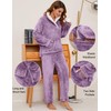 COZYPOIN Women's Fluffy Pajamas Set 2 Piece Soft Fleece Pjs