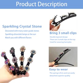 STAFANIE Sparkling crystal stone braided hair clips Braided hair clips for women Braided Hair Clips for Ladies and Girls (G-4Pcs)