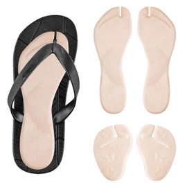 2pcs Flip Flop Thong Cushion, Adhesives Gel Shoe Pad Anti-Slip Shock Absorption Invisible Slim Inserts Flip Flop Strap Pads Reliable Toe Protectors(Flannel Apricot)