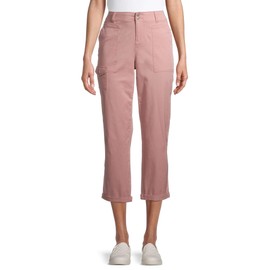 Women's Cargo Capri Pants (Pink, 12)