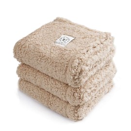 Luciphia 1 Pack 3 Blankets Fluffy Premium Fleece Pet Blanket Soft Sherpa Throw for Dog Puppy Cat Beige Medium(30 * 20")