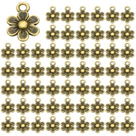 PATIKIL Little Flower Charm, 100 Pcs Alloy Vintage Small Flower Pendant for Woman Necklace Earring Bracelet Jewelry Making and DIY Crafts, Dark Bronze, 0.5 x 0.4 Inch