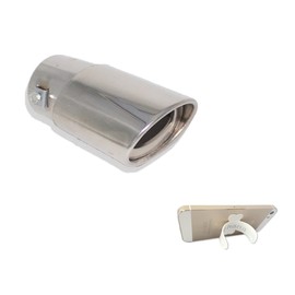 hana Muffler Cutter, Stylish Smartphone Stand Set, Oval Type, Single, Straight Slash, Titanium Style, Silver