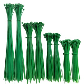 Set of 200 Cable Ties, Green, 100/150/200/300 mm (50 Pieces of Each), Highwings Nylon, Various Sizes, Super Durable, Self-Locking Cable Ties for Cable Management, Gardening, Living, Workshops