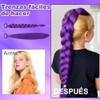 4 Paquetes Extensiones Cabello Morado 60cm Preestirado Trenzas Cosplay