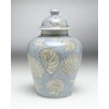 AA Importing 59728 Blue Seashell 10 Inch Ceramic Ginger Jar