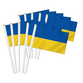 10 PCS Ukraine Handheld Small Flag, Ukrainians Hand held Mini Decor Decoration Banner
