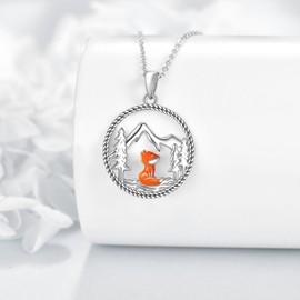 Fox Necklace 925 Sterling Silver Fox Pendant Jewelry for Women Fox Lovers