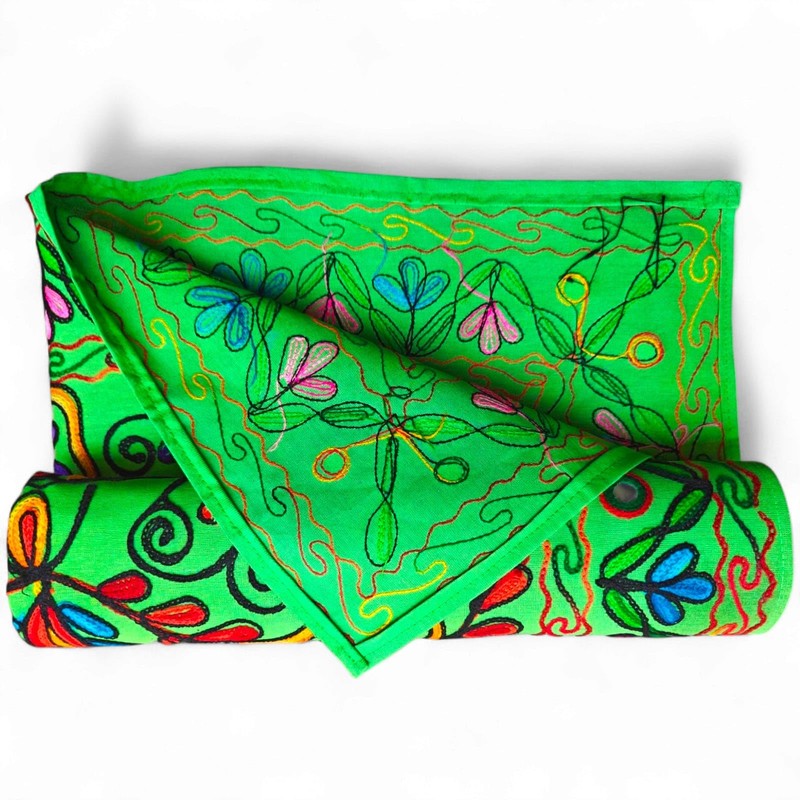 original kikan Rectangle Indian Floral Suzani Art Sequin Cotton Embroidered