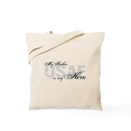 CafePress Father Is My Hero USAF Tote Bag Reusable Natural Beige Canvas Shopping Bag
