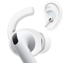 Upgraded 4 Pairs Ear Hooks for AirPods Pro 3 DamonLight [Added Storage Pouch] Anti Slip Sport Ear Tips Accessories Compatible with AirPods Pro 3rd Generation [2025 Released] S & L (White)