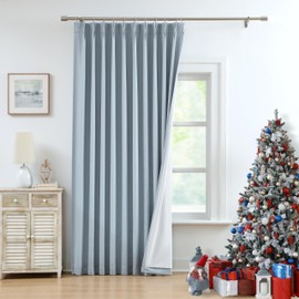 WEST LAKE 108 Inches Bailey Pinch Pleated Full Blackout Curtains with Liner,Dusty Blue Room Darkening Drapes for Bedroom Living Room Patio,Farmhosue Back Tab Window Treatment,60" Wx108 L,1 Panel