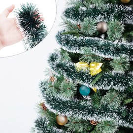 Bestregerd 50 Feet Green/White Christmas Tinsel Garland, Metallic Hanging Tinsel Streamers Garland for Christmas Decorations, Garland for Christmas Tree Birthday Party Indoor and Outdoor