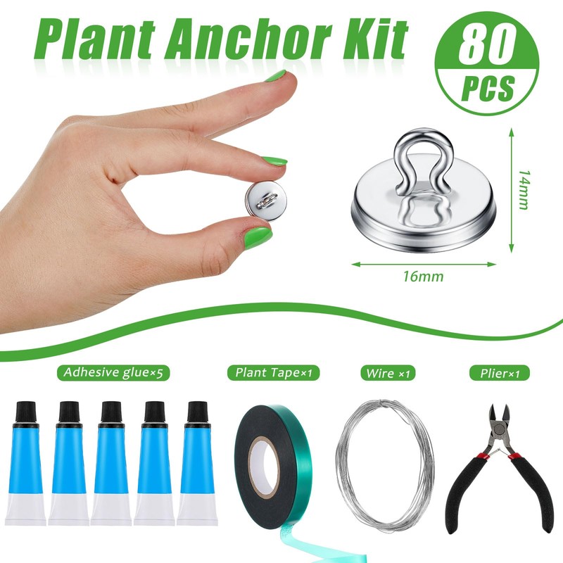 WILLBOND Plant Anchor Kit 80 Pcs Vine Anchors Christmas Garland