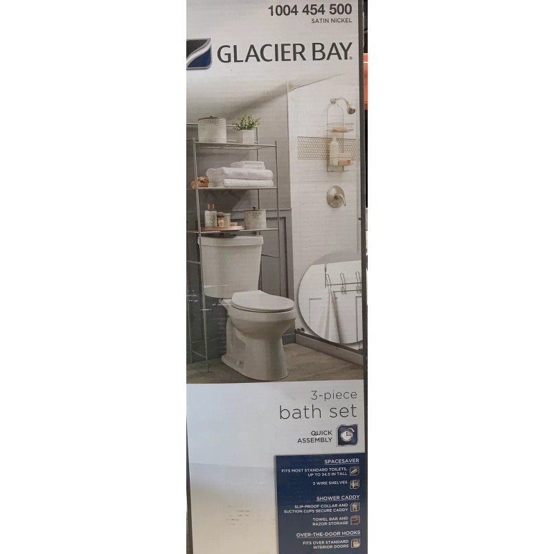 Glacier Bay 3-Piece Bath-in-a-Box Bath Storage Suite in Satin Nickel