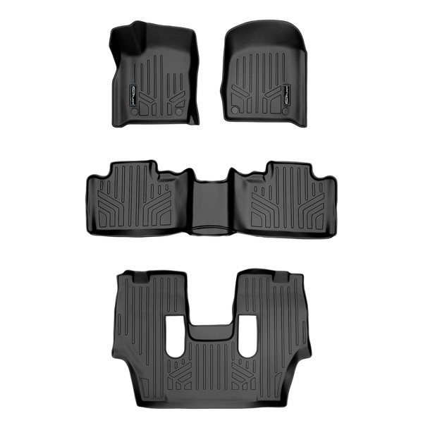 SMARTLINER Custom Fit Floor Mats 3 Row Liner Set Black Compatible with 2016-2021 Dodge Durango with 2nd Row Bucket Seats