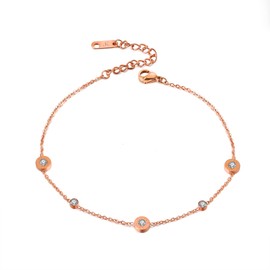Kim Johanson Stainless Steel Women's Anklet "Forever" in Silver, Gold and Rose Gold | Anklet with Zirconia Stones | Rustproof & Waterproof | Anklet | Women Boho Jewellery | Adjustable Including
